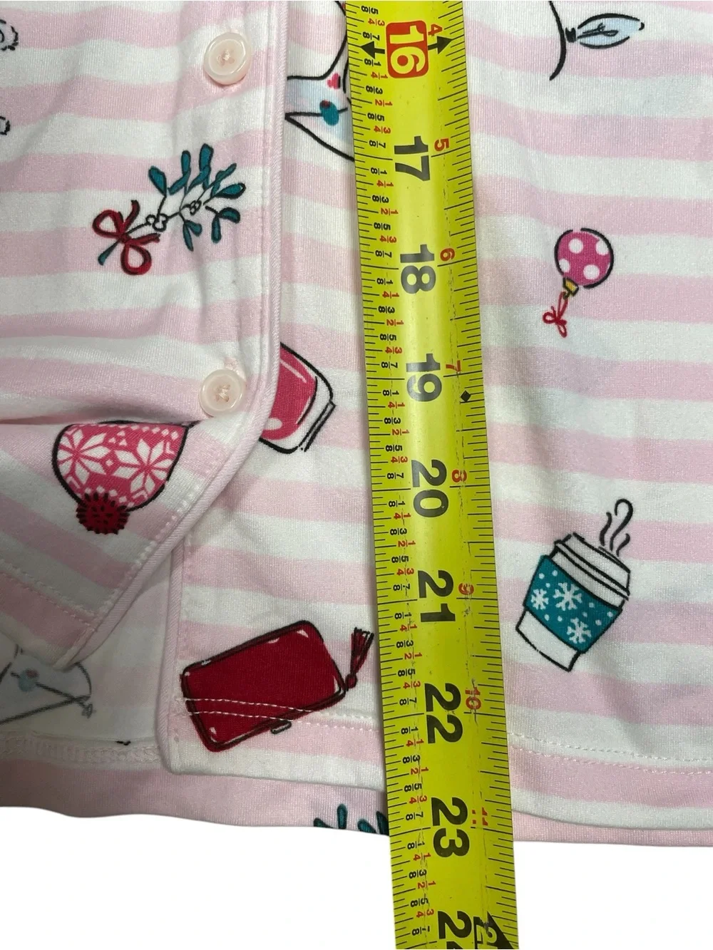 Kate Spade Holiday Cheer Pink Striped Button Front Pajama Top Size Medium NWT
